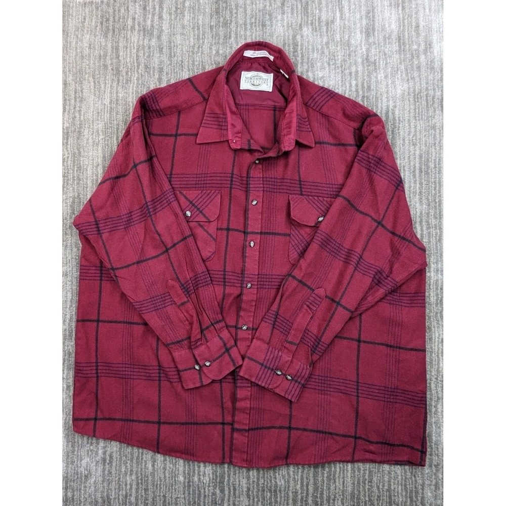 VTG Northwest Territory Mens 3XL Long Sleeve Plaid Flannel Shirt Purple Korea